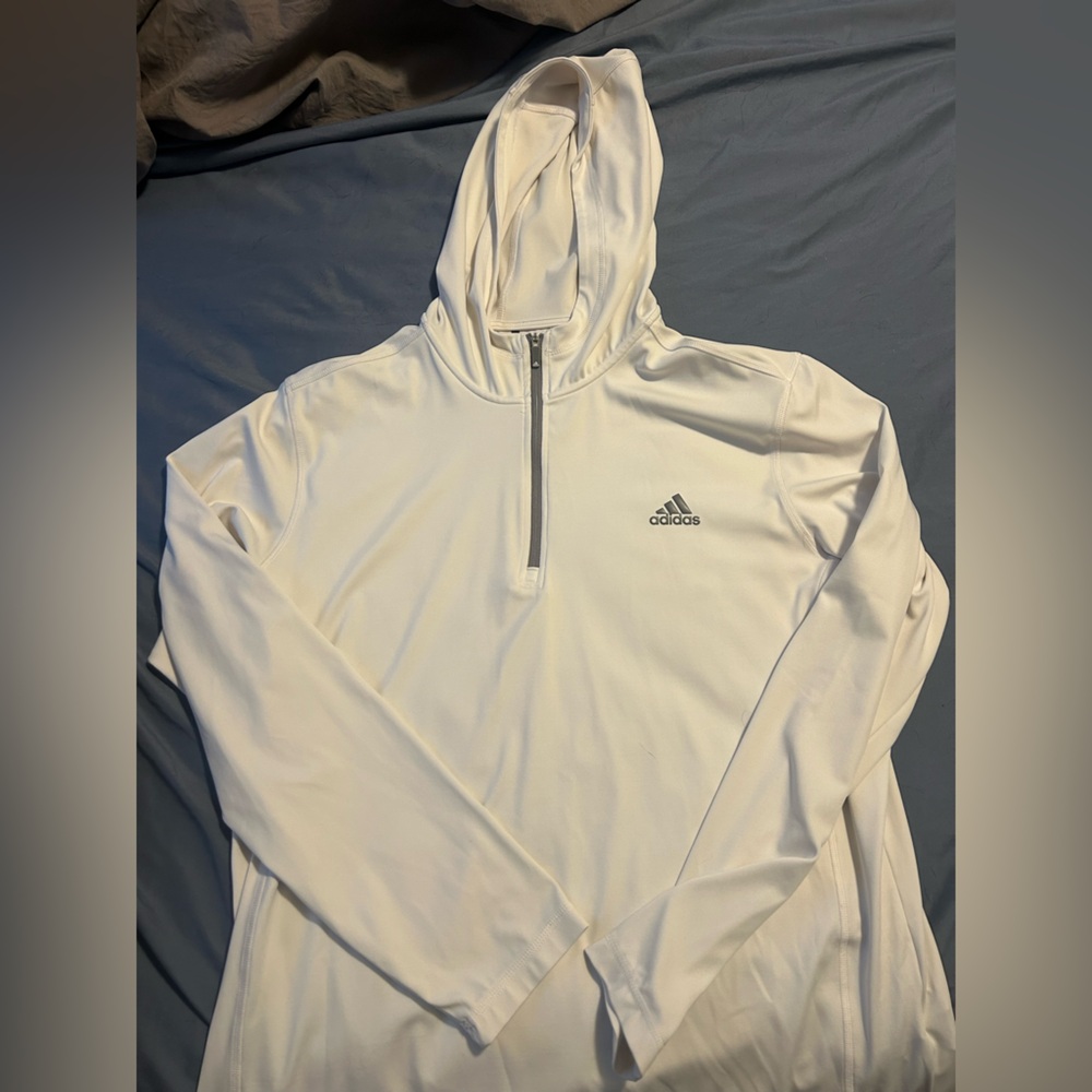 Adidas White Full-Zip Hoodie
